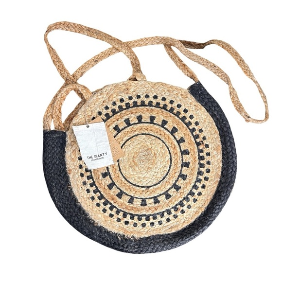 The Shanty Handbags - The Shanty Moroccan Round Crossbody Woven Jute Straw Beach Bag in Natural